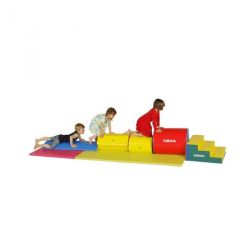 PARCOURS DE MOTRICITÉ BASCULE 5 MODULES MOUSSE POUR ENFANT DE 3-8 ANS